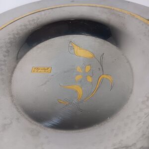 Chantall 18/10 Steel Oro 24K Gold Inlay Serving Tray Platter Floral Flowers